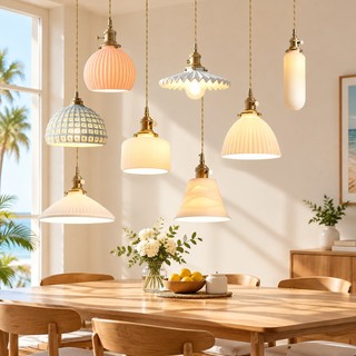Lustre Retro Cerâmica Pendente Luminaria Teto Vintage Abajur Base De Cobre Pendurado Para Sala Jantar Café Lampu Gantung