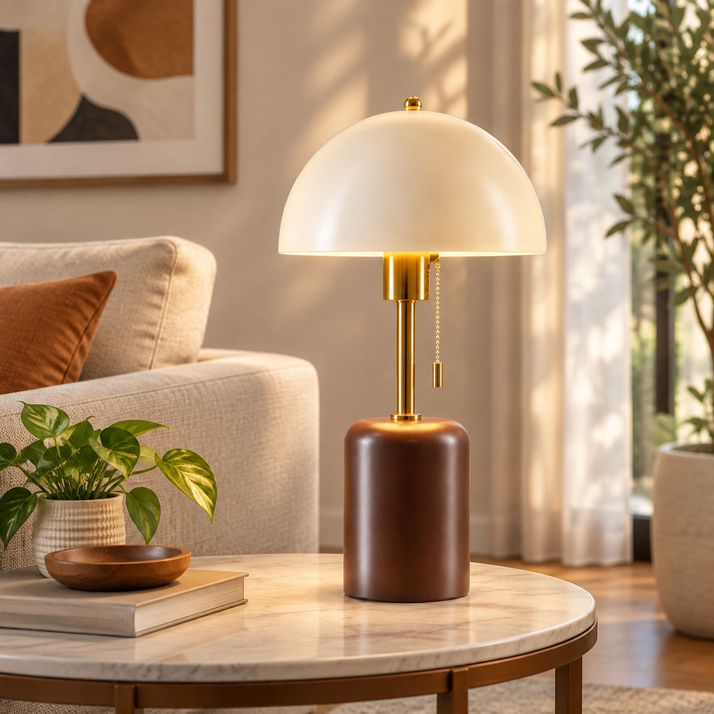 Candeeiro De Mesa Moderno Retro Regulável Lâmpada Base Marrom Fora Branco 3 Cores Abajur Difuso Para O Quarto Sala Estar