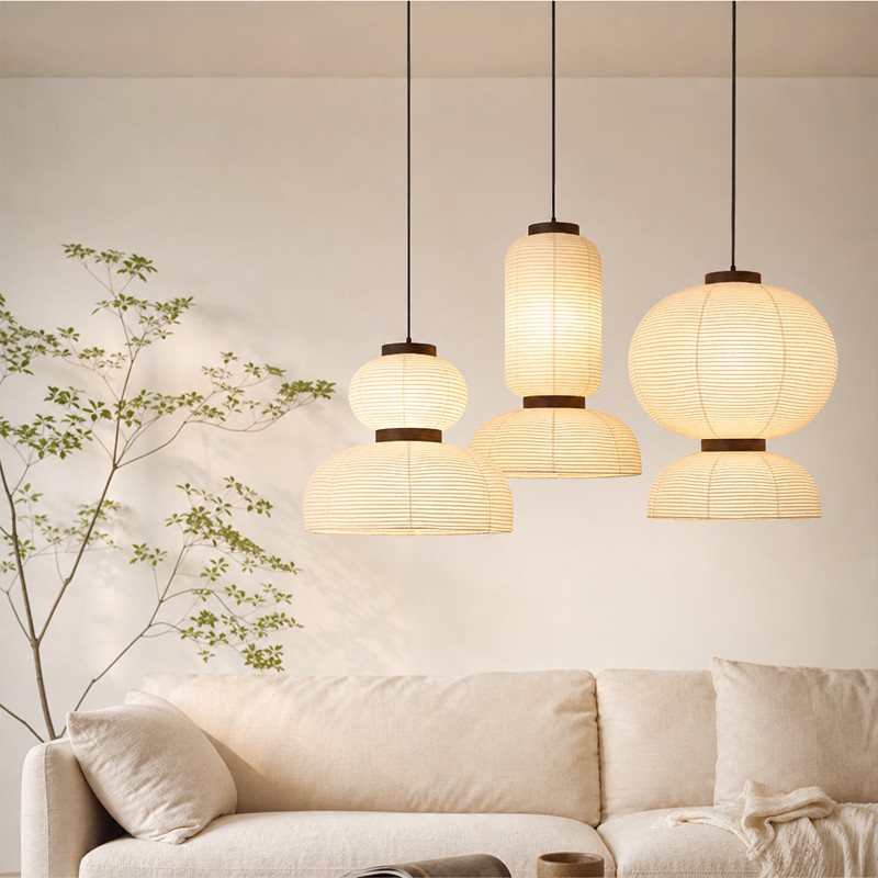 Imagem Luminaria Pendente Estilo Wabi Sabi Zen Japones Papel Arroz Lampu Hias Para Sala Jantar Sala Estar Quarto