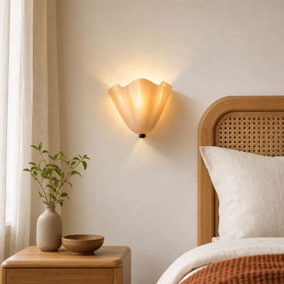 Candeeiro De Parede Moderno Flor Babados Arandela De Vidro 28cm De Largura Para Quarto Sala De Estar