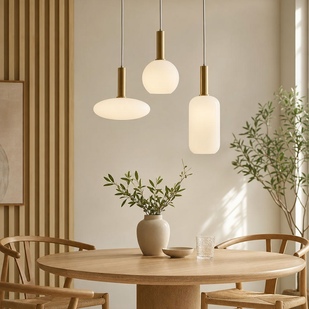 Luminária Pendente Vidro Moderna Estilo Japonês, Lustres Suspensa Com Destaque Dourado Sala De Jantar, Estar, Cozinha