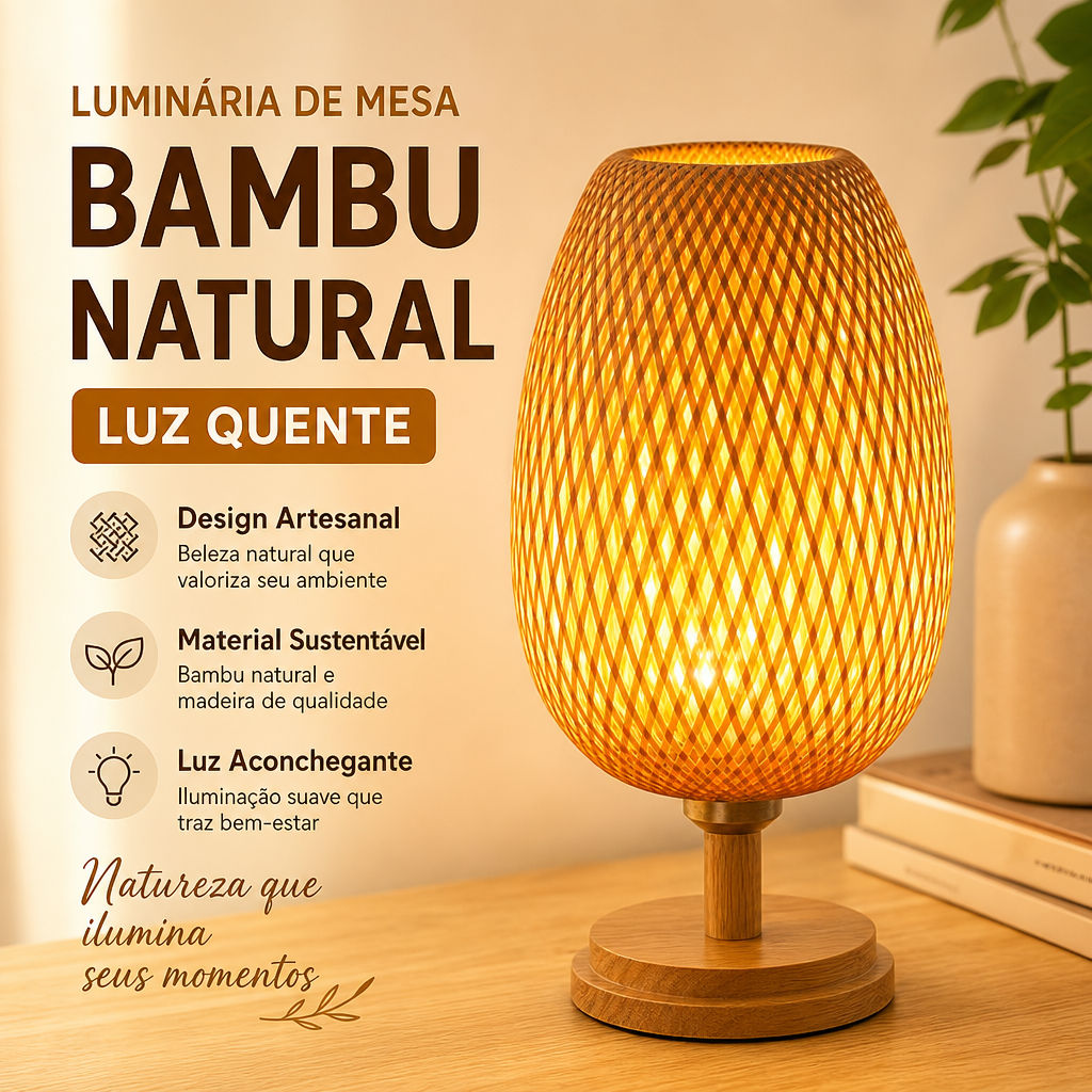 Abajur Bambu Candeeiro De Mesa De Vime Cabeceira Boho Decoração Luminaria De Mesa Vintage Para Quarto, Sala