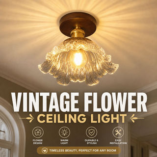 Luz De Teto De Vidro Flor Vintage 3 Cores Temperatura Base De Nogueira E27 Para Corredor Quarto Sala De Estar