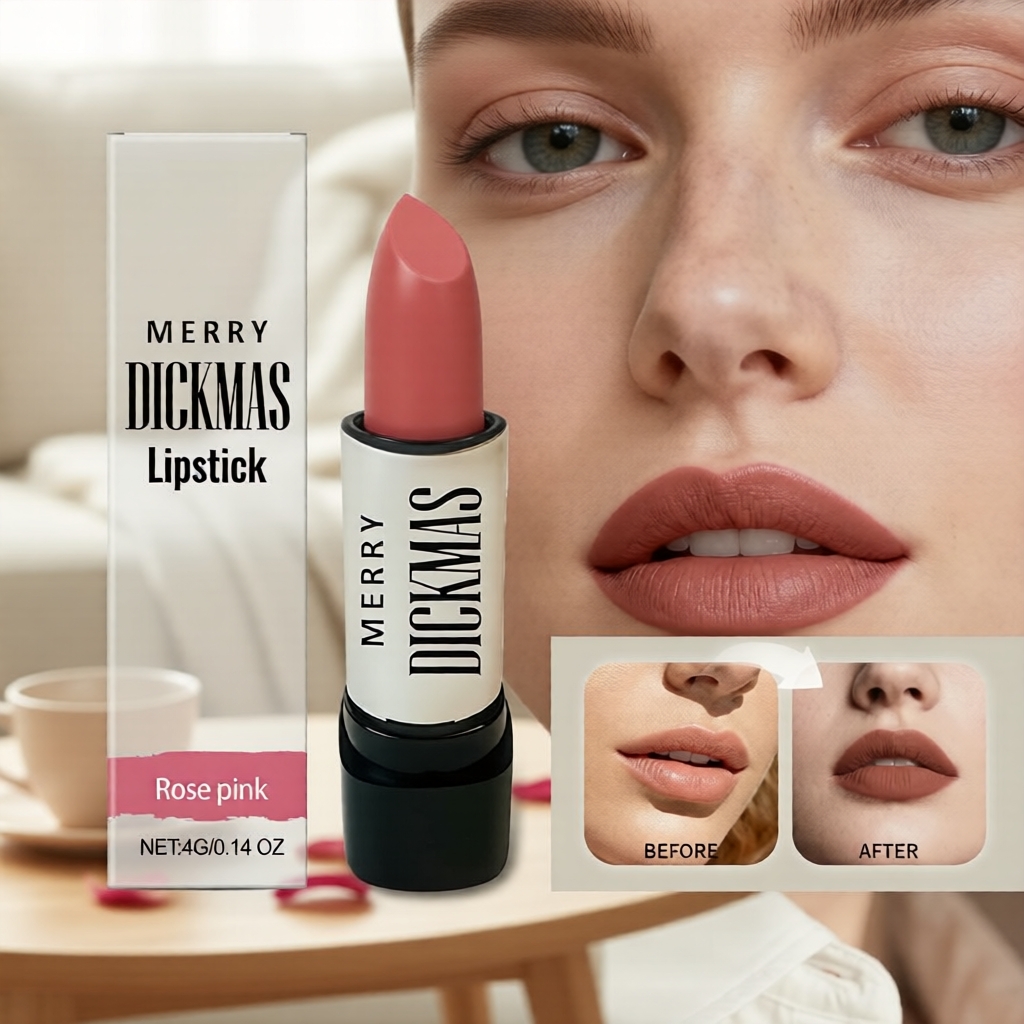 Batom Matte Velvet para Festa Secreta de Natal AMZ, Pigmento Natural, Leve e Não Gruda