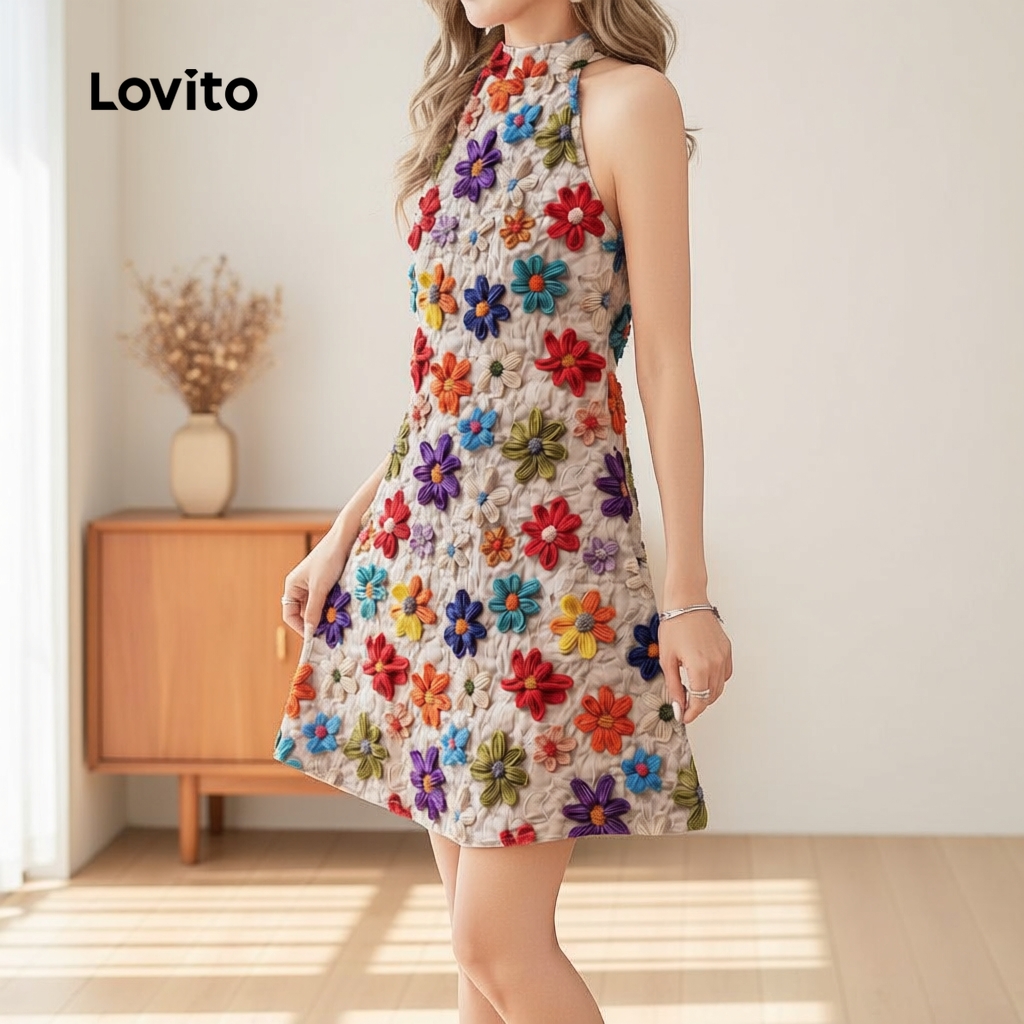 Lovito Refine Vestido Casual Floral Botões Primavera/Verão Feminino L172ED781 em Oferta na Shopee