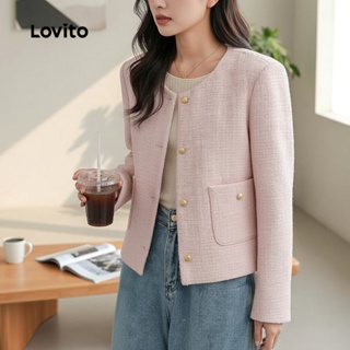 Lovito Refine Casaco Feminino com Fivela e Bolso para Outono/Inverno Rosa L156AD250 em Oferta na Shopee