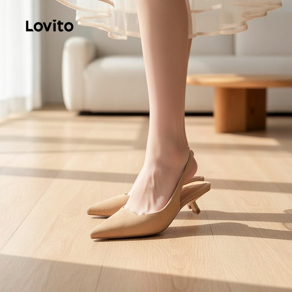 Lovito Saltos Elegantes e Versáteis Minimalistas Clássicos para Deslocamento em Preto Todas As Estações LFA86065