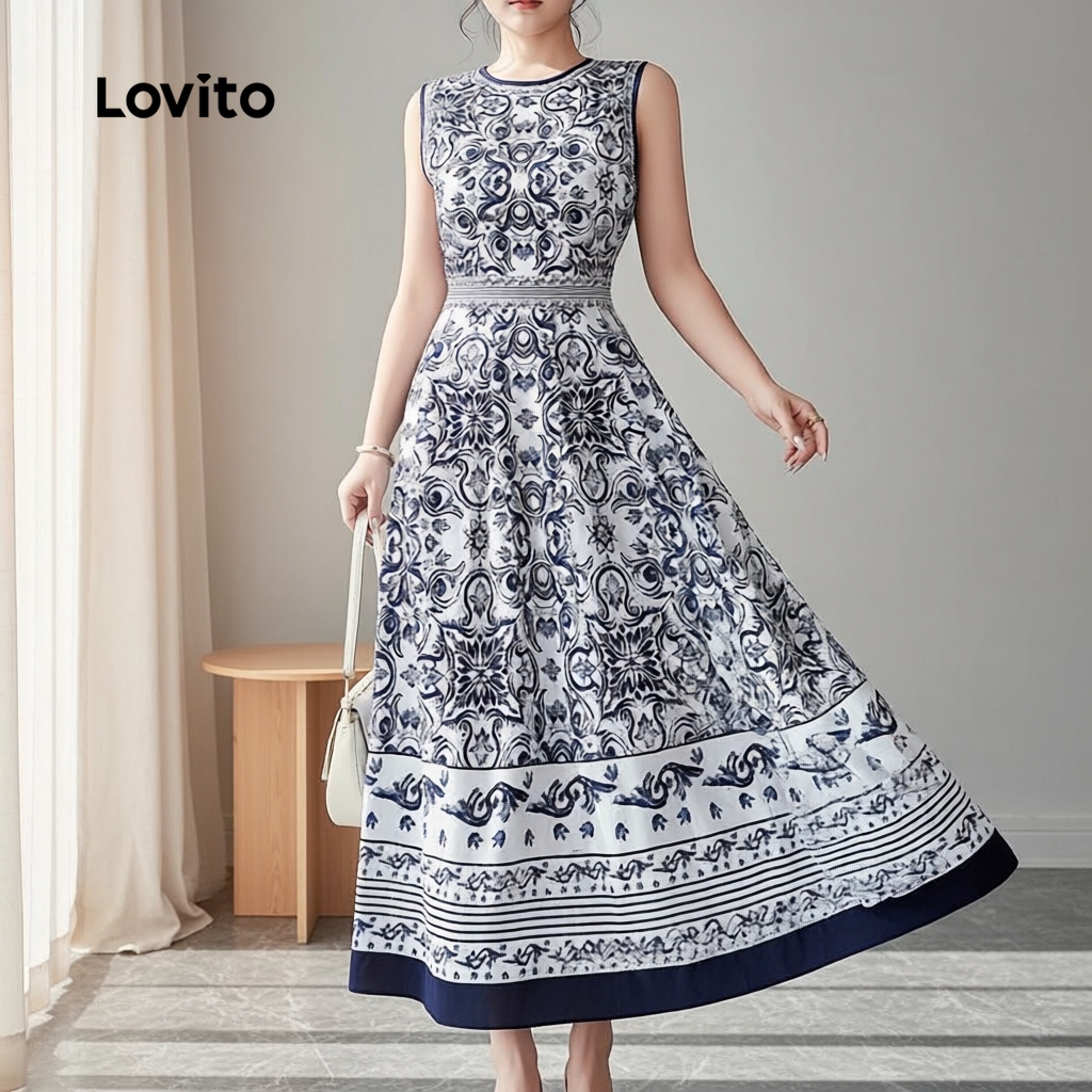 Lovito Vestido Boho Estampado com Flores Primavera Verão para Mulheres L158ED1604 em Oferta na Shopee