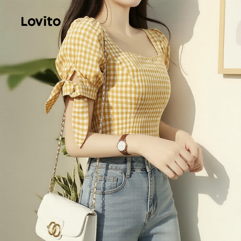 Lovito Casual Blusa Zíper Amarela Estilosa Primavera/Verão L183ED218