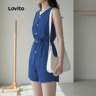 Lovito Macacão Casual Feminino Liso Com Amarração Frontal E Macacão Verão/Primavera L129AD1566 em Oferta na Shopee