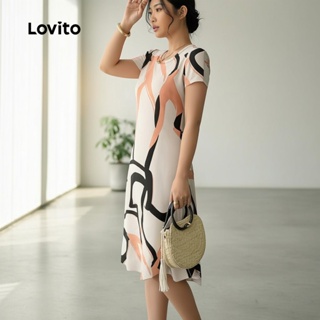 Lovito Refine Vestido Básico Em Crepe Para Primavera/verão Casual Feminino LBL32082 em Oferta na Shopee