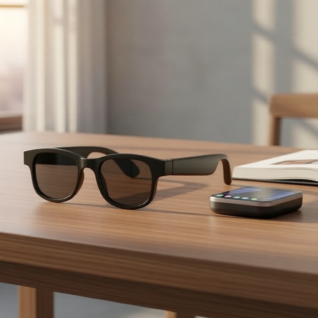  Óculos Inteligente Bluetooth 5.3, UV400 Antirreflexo Azul, Assistente de Voz, Óculos de Música à Prova d’Água