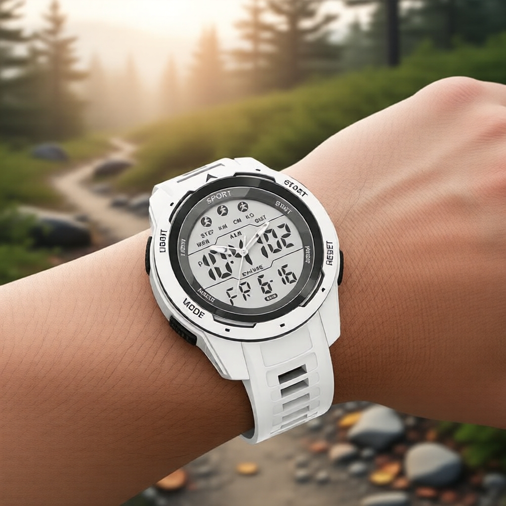Relógio Digital Masculino Outdoor com retroiluminação LED, cronômetro, exibição de data, à prova d'água