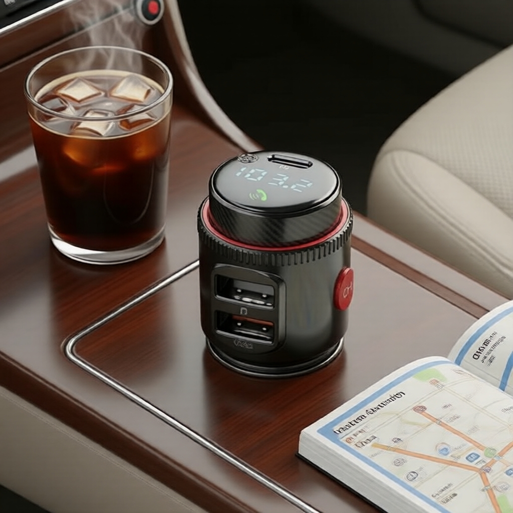  Adaptador Bluetooth para Carro com Rádio FM, Viva-Voz e Carregador USB Duplo