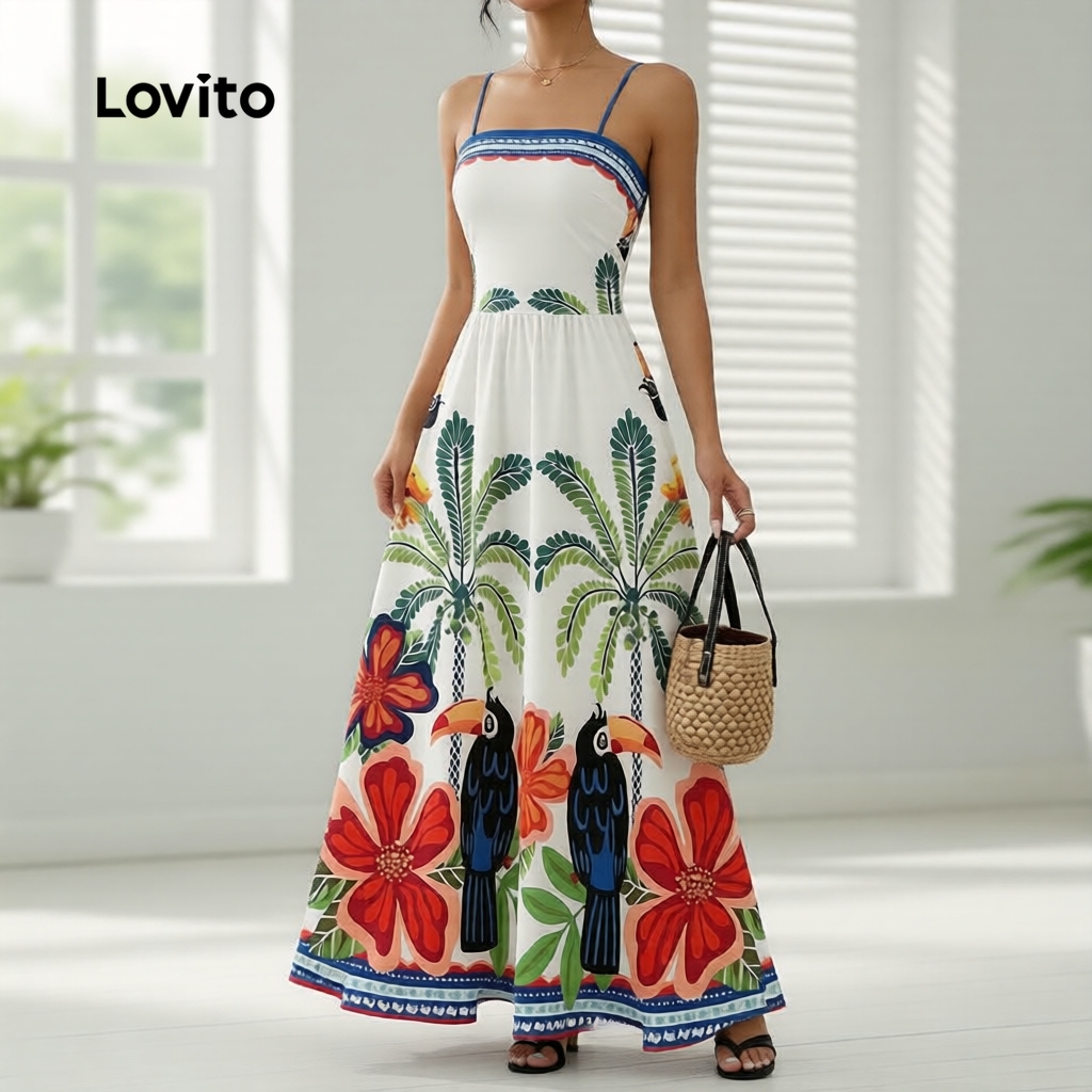 Lovito Vestido Feminino Férias com Zíper Ideal para Primavera e Verão L34LDR082