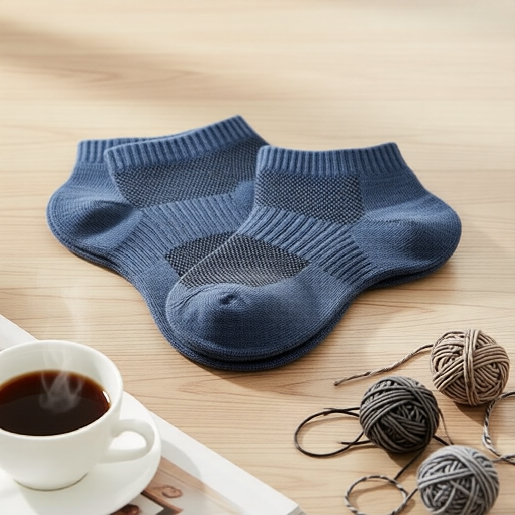 Pacote Masculino 5/10 Pares de Meias Esportivas de Algodão com Malha, Respirável e Fina, Azul/Preto/Caqui/Branco &