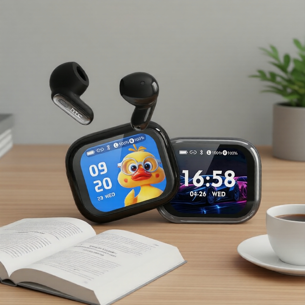 Fones de Ouvido Sem Fio à Prova d'Água HTC NE68: Tela Sensível ao Toque, HiFi Estéreo, Cancelamento de Ruído ENC e
