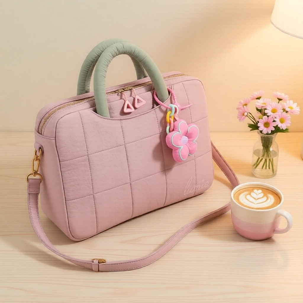  Bolsa de Laptop Feminina Fofa e Resistente | Bolsa de Mão Casual para Notebook de 14 Polegadas, Grande Capacidade