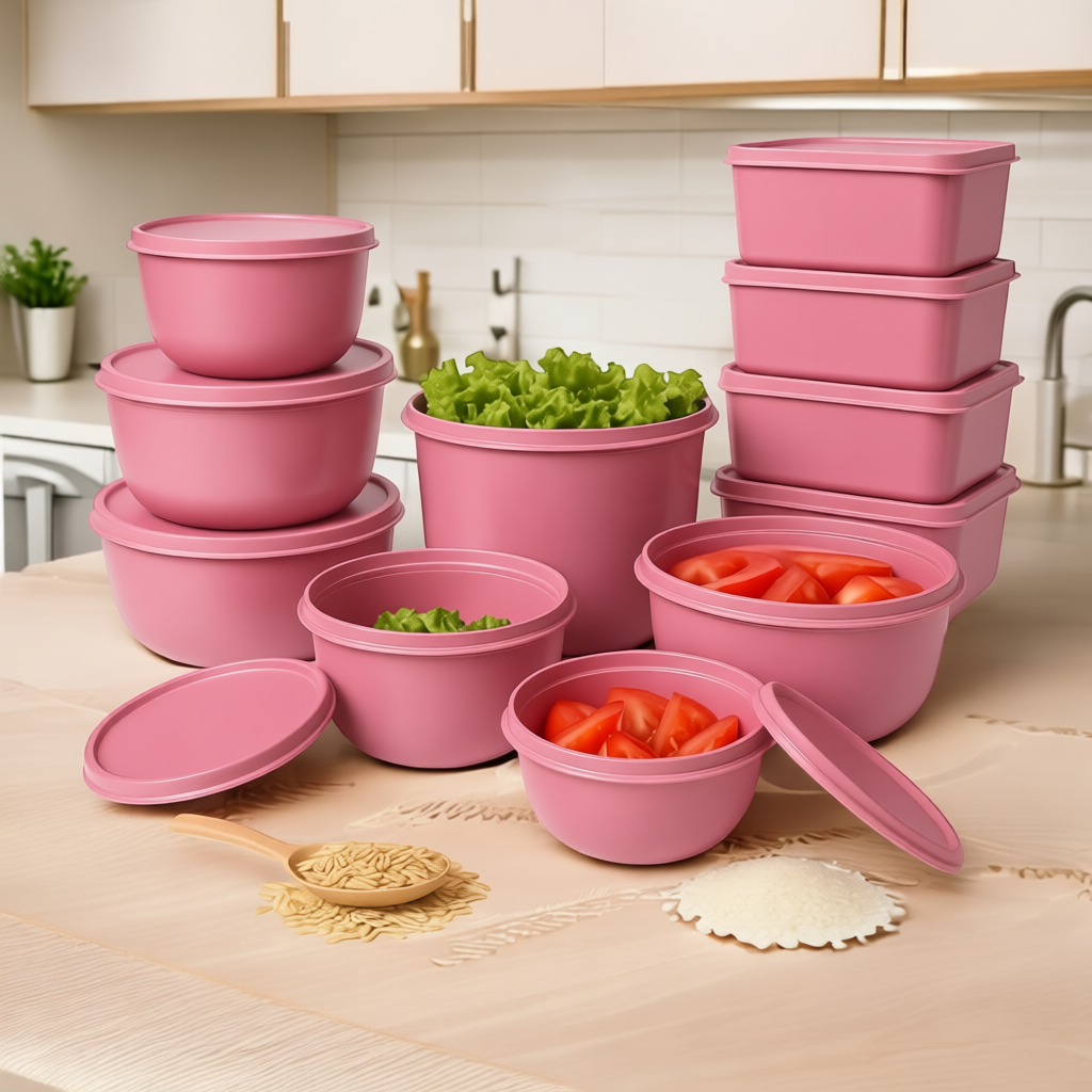 Kit com 15 potes plásticos herméticos para cozinha