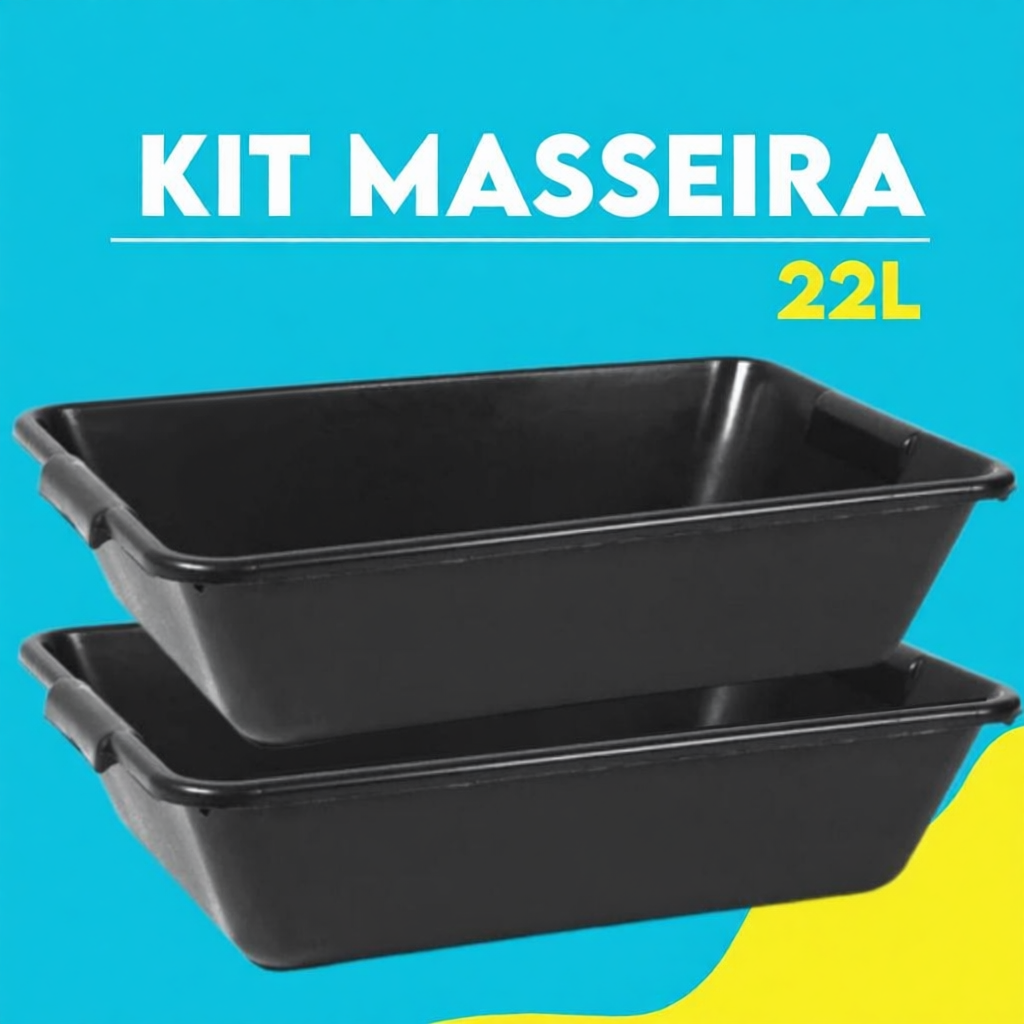 Kit 2/3/4/6 Caixa De Massa Plástica 20L Construção Resistente Lavável Masseira Caçamba Concreto Cimento