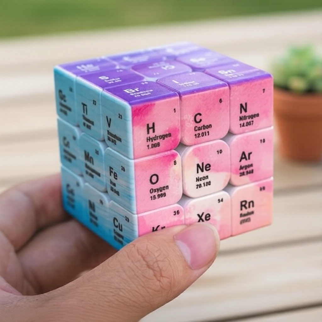 Cubo Mágico 3x3 Tabela Periódica – Quebra-Cabeça Magnético Suave para Aprendizagem STEM