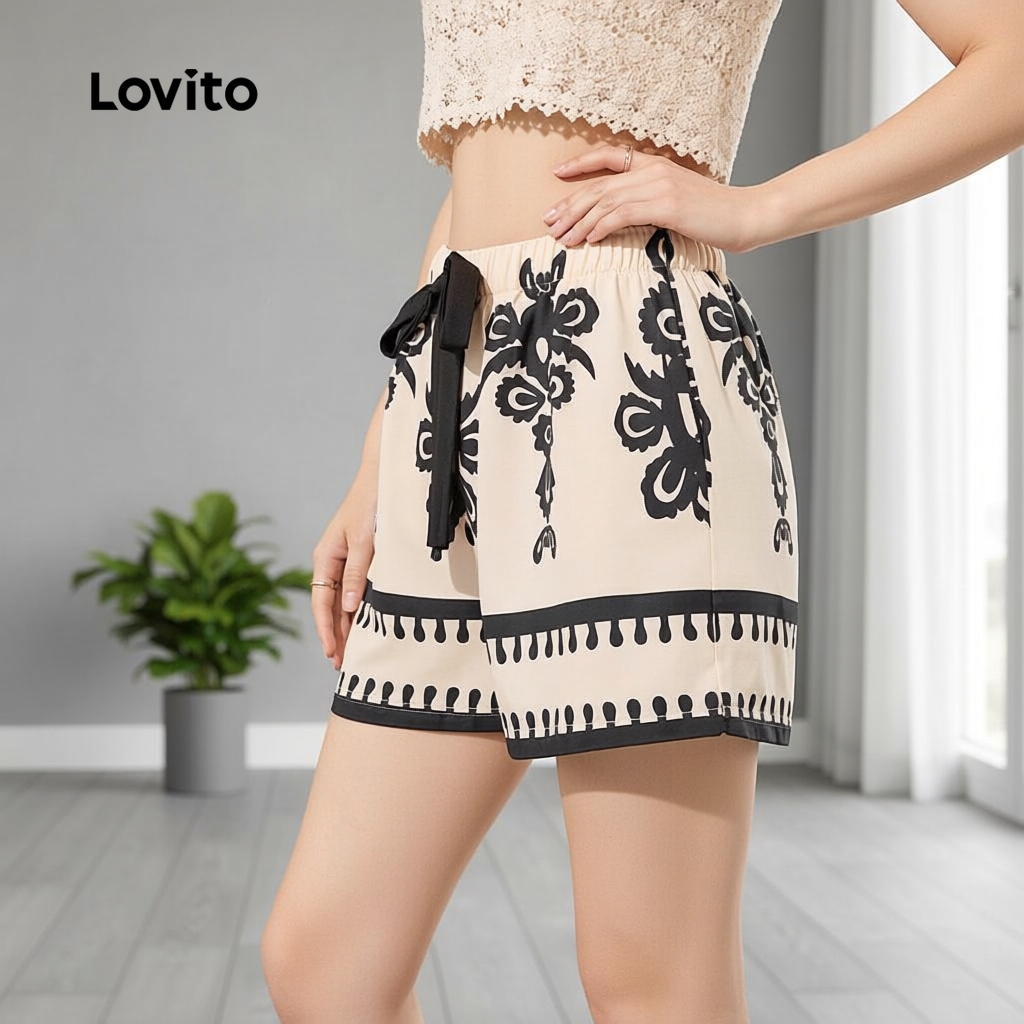 Lovito Shorts Femininos Verão Tribal Casual L109MD337
