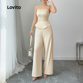 Lovito Macacão Sofisticado Com Botões Simples e Duplos Para Mulheres, Verão E Primavera L133ED612 em Oferta na Shopee