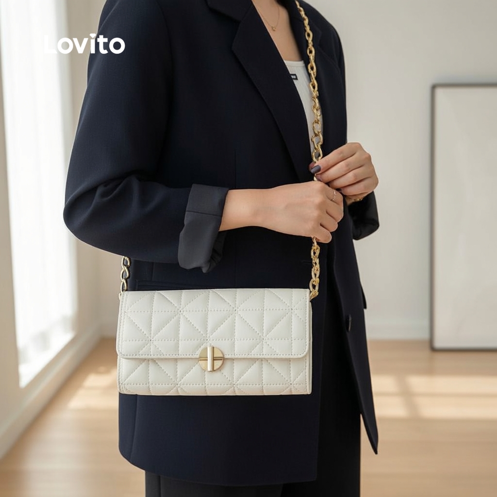 Lovito Refine Bolsa Transversal Feminina Pequena com Alça de Corrente LFA98016