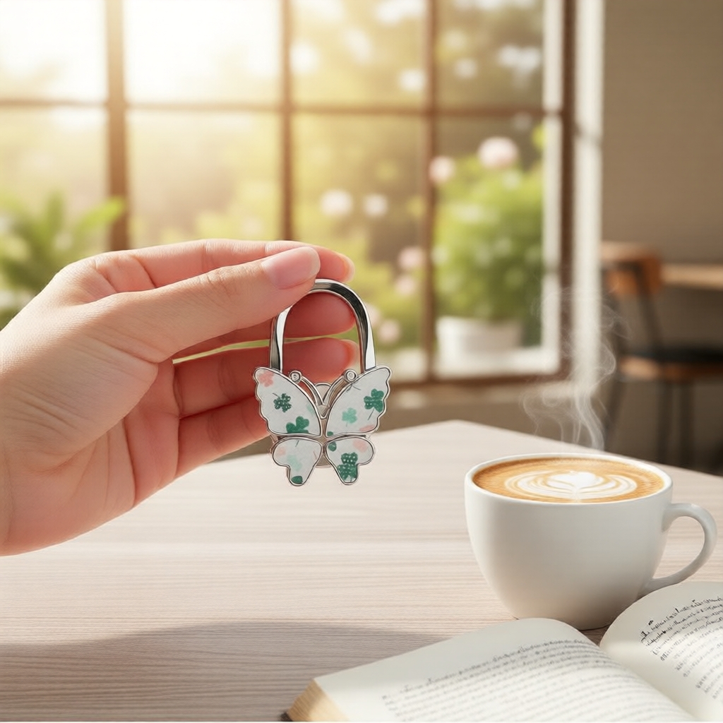  1PC Gancho Dobrável em Forma de Borboleta para Mesas, Escritório e Casa