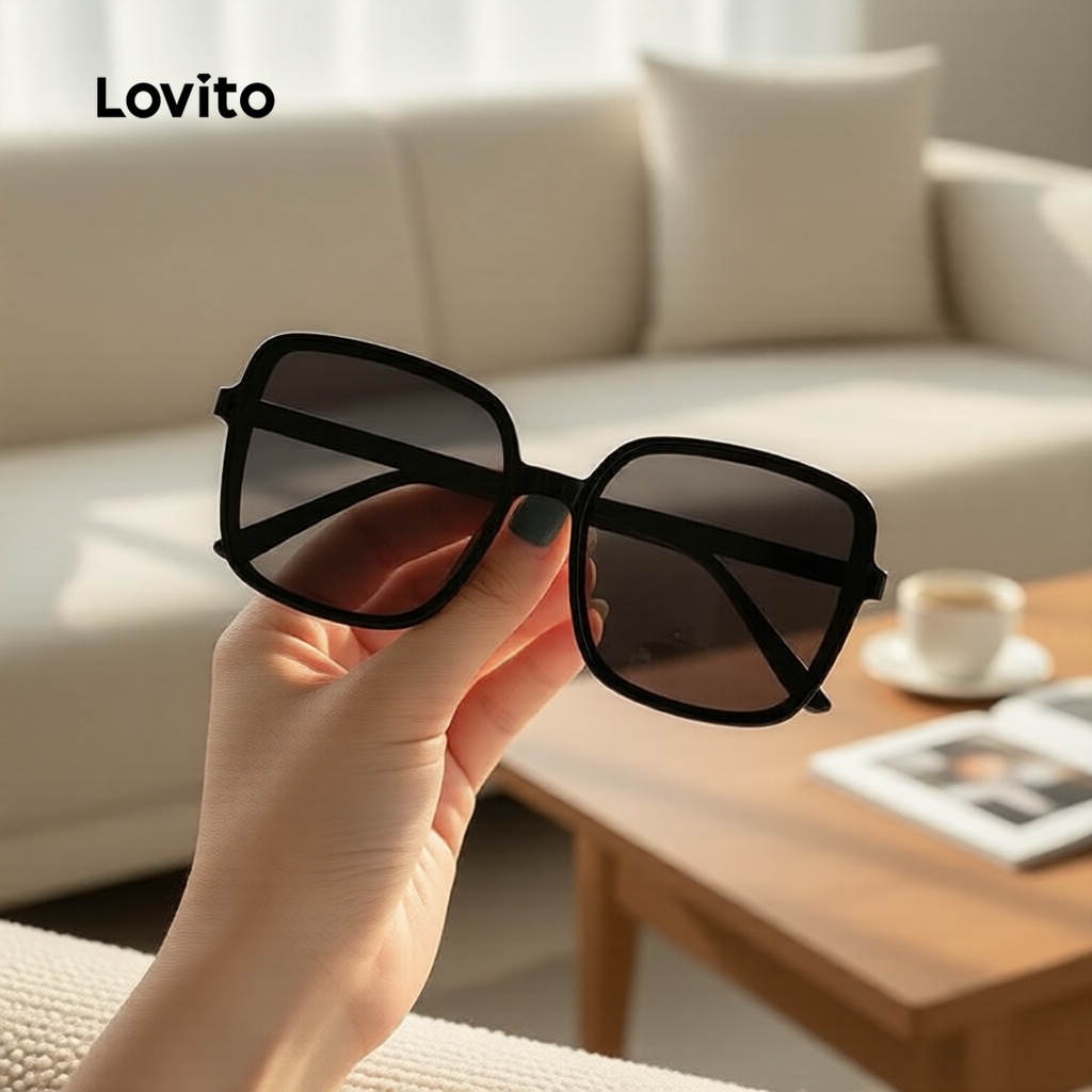 Lovito Casual Óculos de Sol Feminino LFA23045 Proteção UV Liso