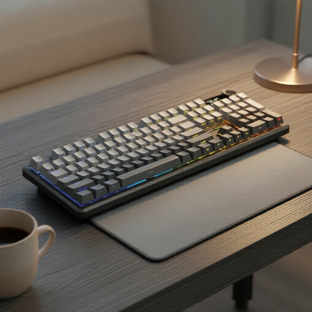 Teclado Mecânico de Jogos RGB Aula F108 Pro, Tri-Modo, Multi-Knob, Tela Inteligente TFT