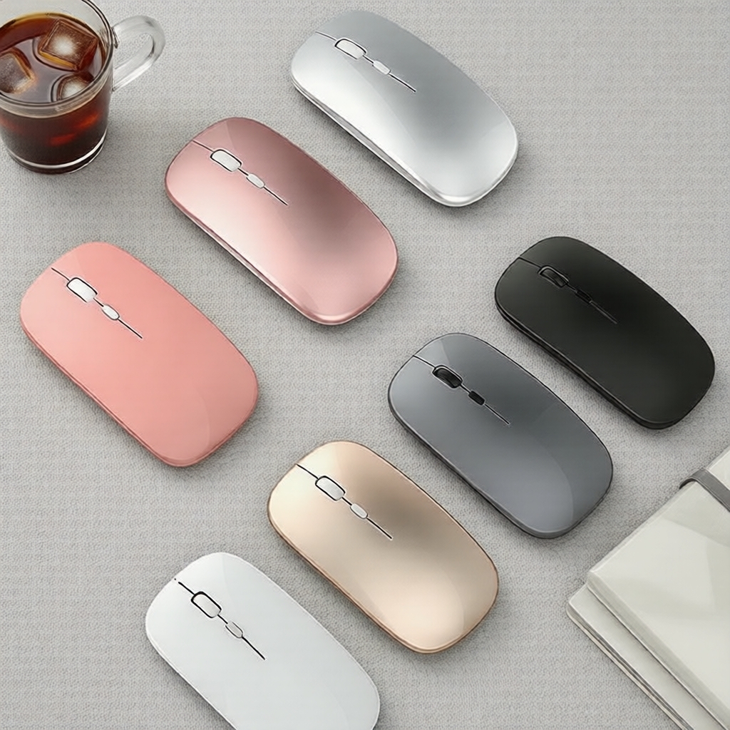 Mouse Sem Fio Silencioso com Iluminação RGB e Bateria Recarregável, Design Ergonômico Compatível com PC/Laptop/iPad