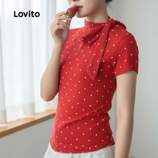 Lovito Camiseta Casual Feminina Vermelha com Cadarço para Festa de Natal Primavera Verão L156AD029 em Oferta na Shopee