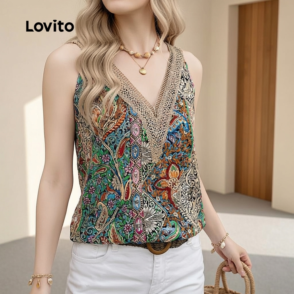 Lovito Blusa Feminina Férias para Primavera/Verão LNE117X005