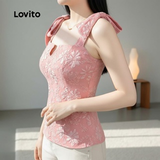 Lovito Blusa Casual com Amarração Frontal para Primavera/Verão Rosa Feminina L158ED1660 em Oferta na Shopee