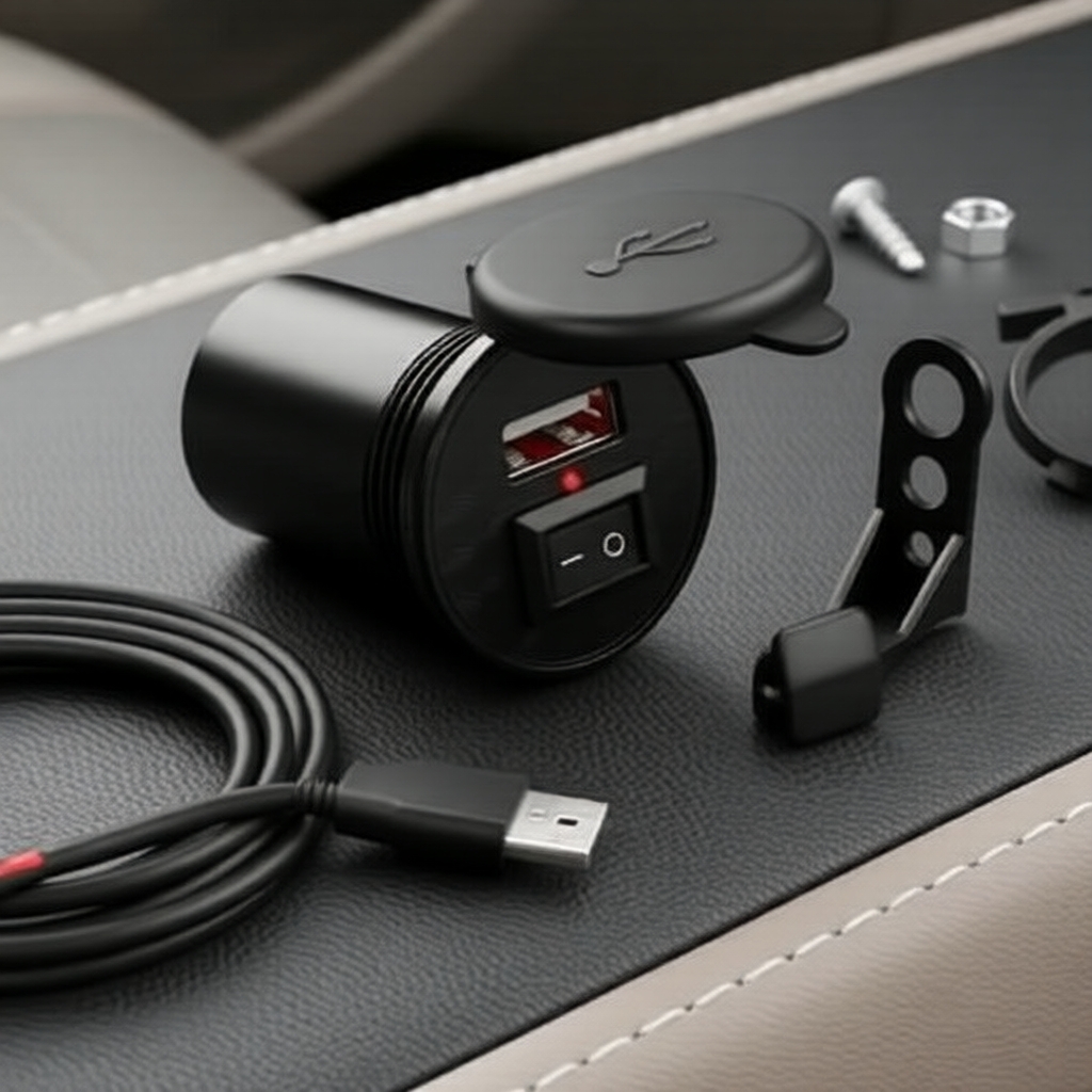  Porta USB para motocicleta 12V com interruptor liga/desliga, carregador à prova d'água para telefones