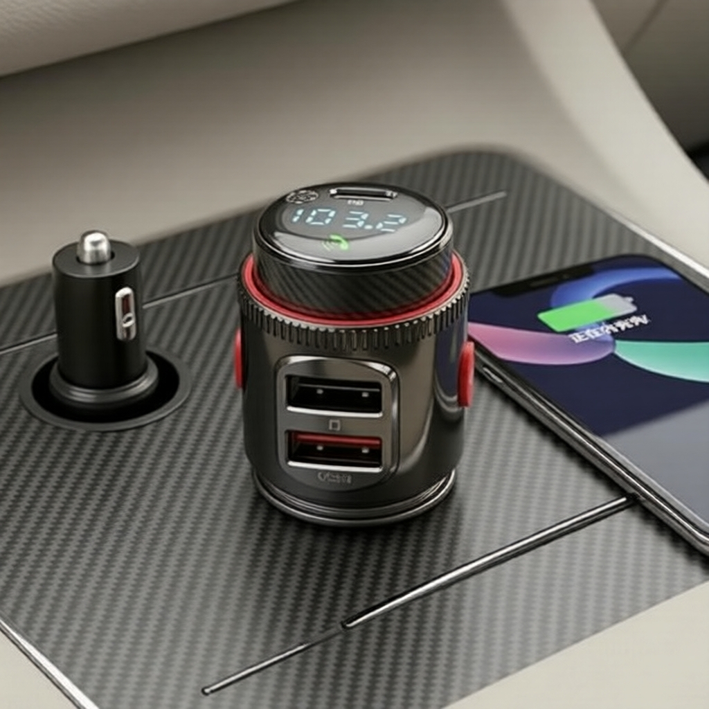  Transmissor Bluetooth FM para Carro com MP3 Player, Carregamento Duplo USB e Chamada Mãos-Livres