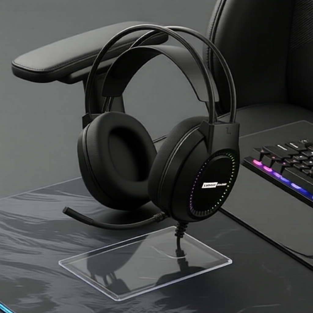 Fone de ouvido gamer Lenovo à prova d'água com luzes RGB, fones de ouvido supra-auriculares, microfone com cancelamento