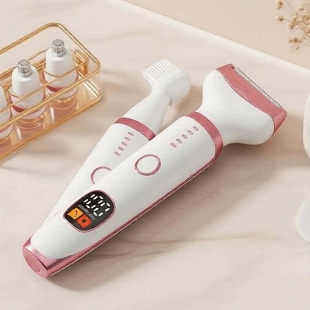 Depilador Elétrico e Barbeador 5 em 1 para Mulheres, Kit Completo de Cuidados para Rosto e Nariz