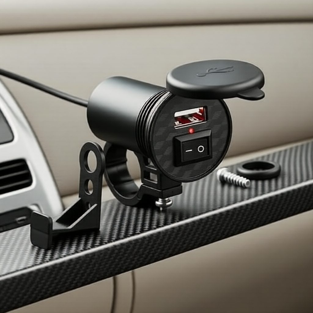  Adaptador Carregador USB à Prova D’Água 12V para Moto com Interruptor Liga/Desliga para Telefones