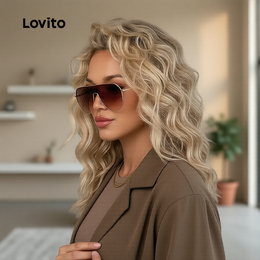 Lovito Elegante Óculos de Sol Estilo Voo Feminino LFA90X038