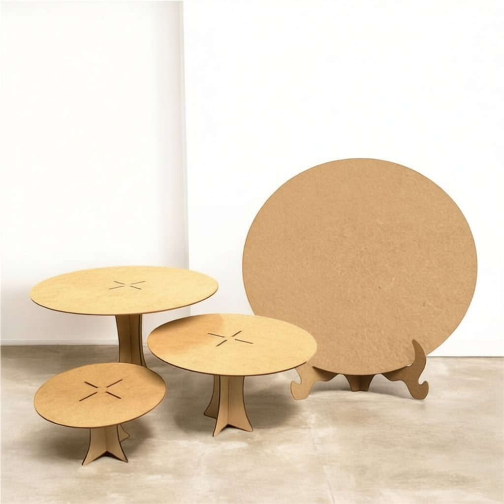 Trio de Boleira e Painel 50x50cm Para Decoração de Mesas e Festas de Aniversário em MDF