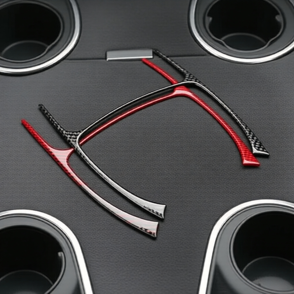  Acessórios Automotivos KUNGKIC Moldura de Fibra de Carbono para Yaris 2006-2011 Compartimento de Armazenamento da