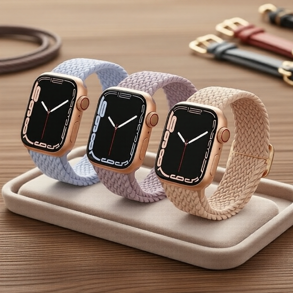  Pulseira Ajustável Trançada para Apple Watch 45 mm/Ultra 2 49 mm/44 mm/40-41 mm/42-46 mm, Pulseira de Relógio