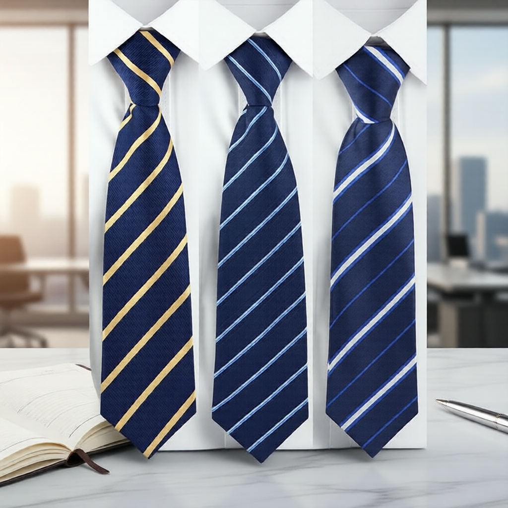 3 peças de gravata formal listrada com zíper masculina 8 cm, adequada para entrevista de negócios, casamento e