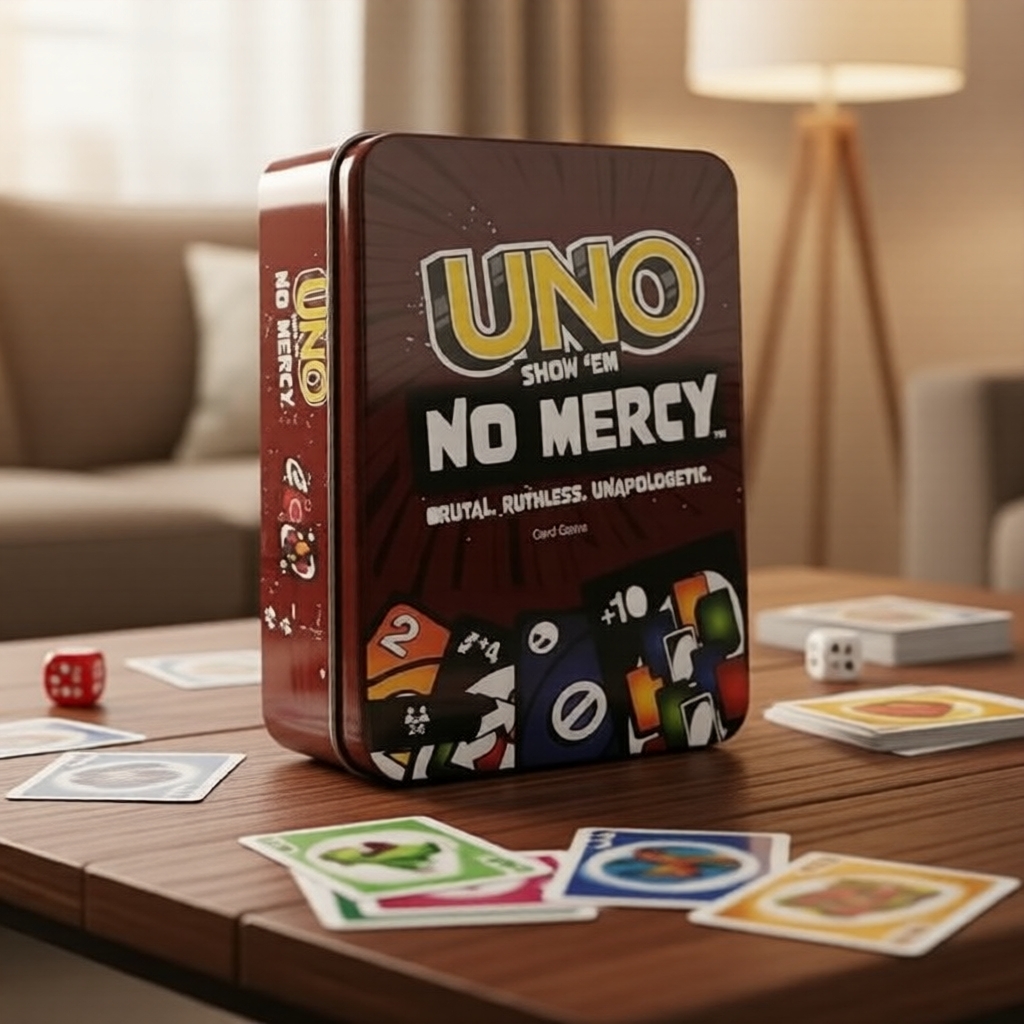 Caixa de Metal Jogo Uno Sem Piedade - Festa Adulta Divertida e Presente de Viagem - Conjunto Estratégico de Cartas