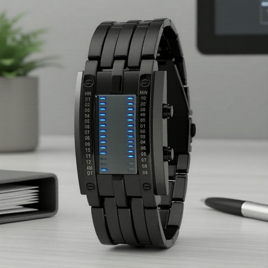 Relógio Eletrônico Masculino, LED Lava, Aço de Tungstênio, Display Binário de Dupla Linha, Fúria do Trovão, Modelo 1498