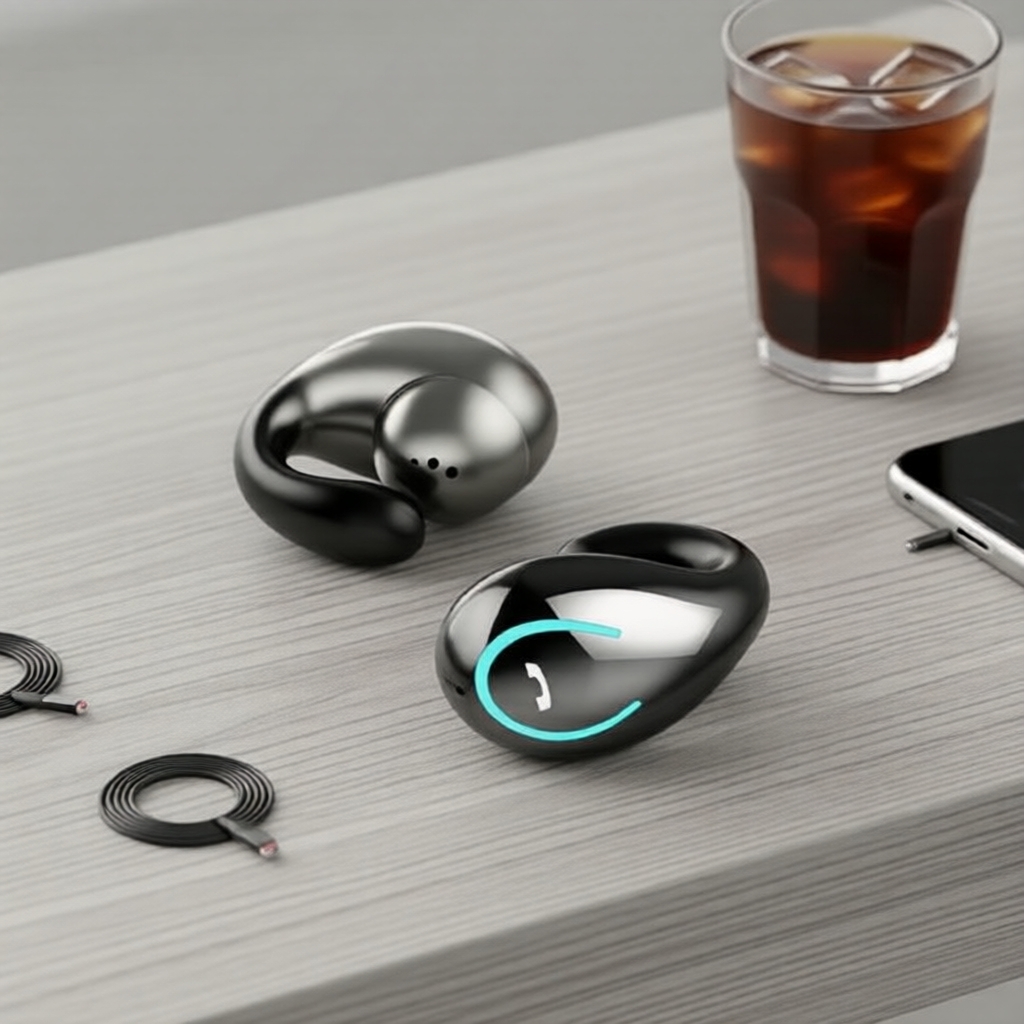 Fones de Ouvido Esportivos Bluetooth Sem Fio - Condução Óssea, Design Aberto, À Prova D'Água, Estéreo