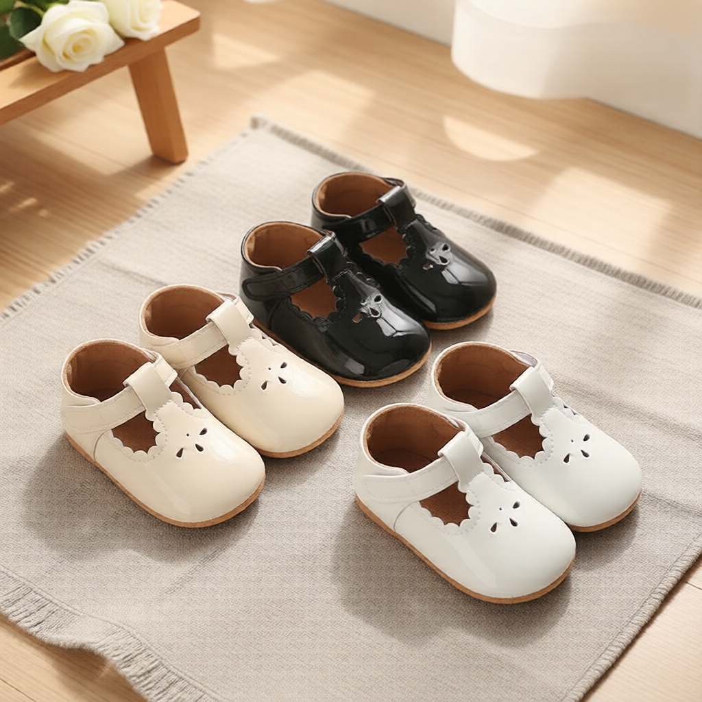  Sapatos de Bebê Menina 0-12M Ocos, Calçado ao Ar Livre Leve e Macio, Outono Primavera