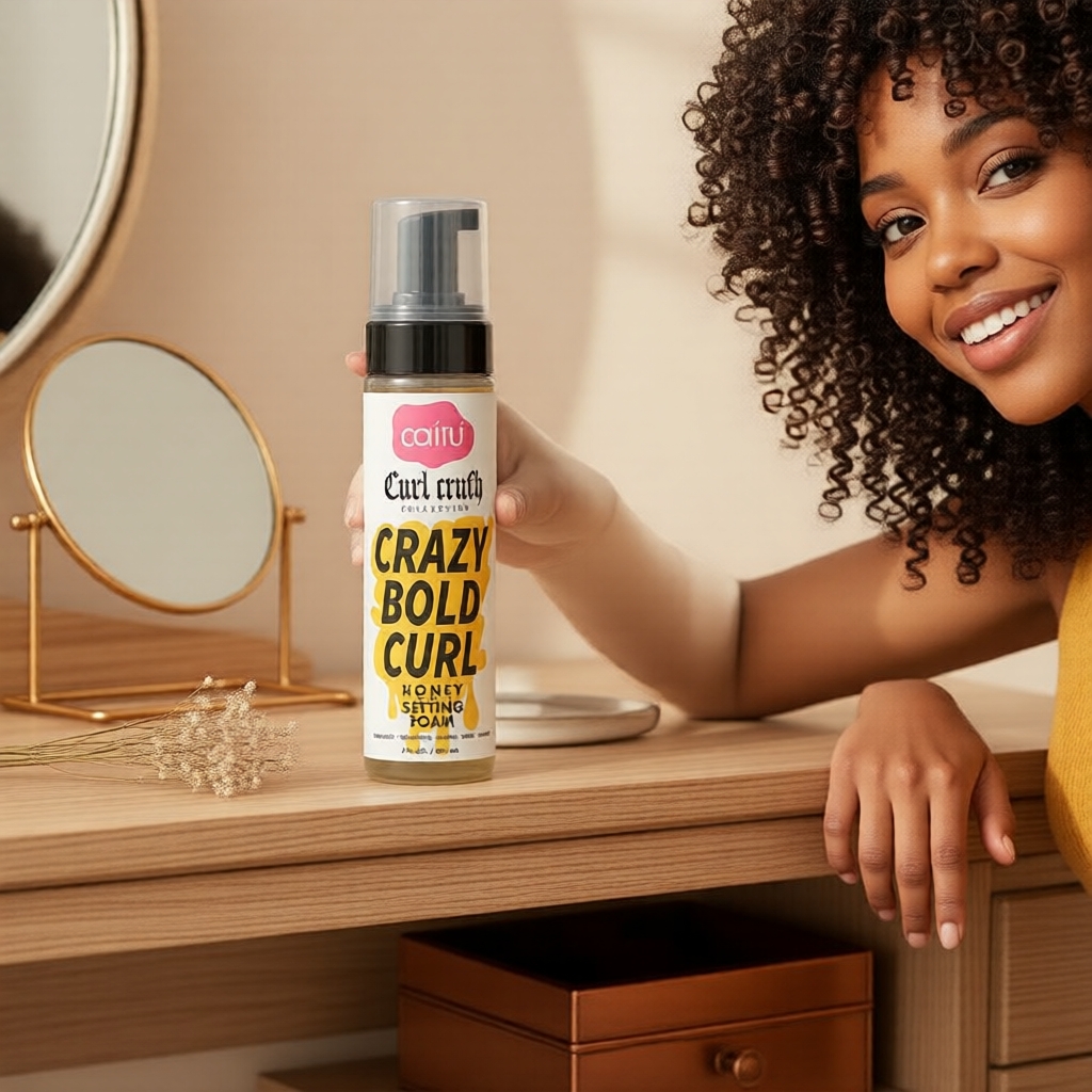Mousse para Realce de Cachos, Espuma Modeladora de Fixação Suave para Cabelos Ondulados e Cacheados, 207 ml